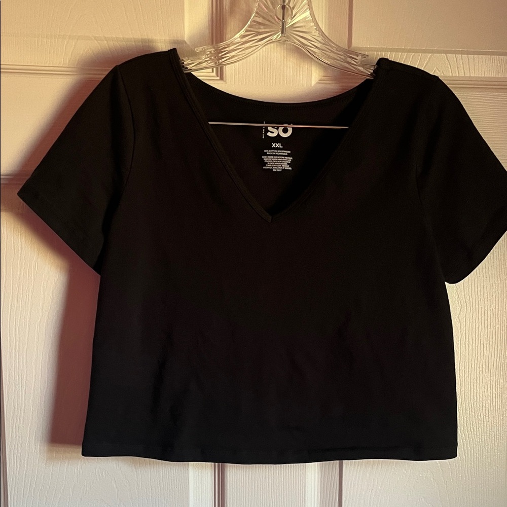 SO Black V-Neck Crop Top